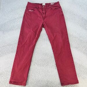 Flint and Tinder Jeans Mens 33x30 Burgundy Straight Fit Twill Washed‎ Denim